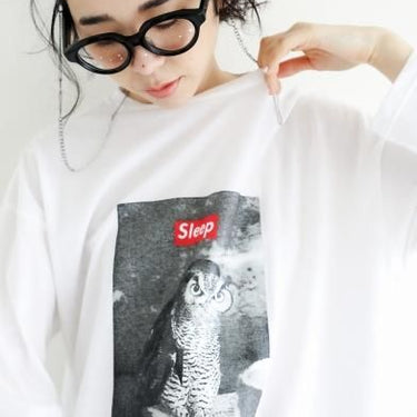 ★30%OFF★2024AW★michirico ミチリコ Owl Sleep T ホワイト MR24AW-03(kids/womens)