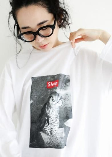 ★30%OFF★2024AW★michirico ミチリコ Owl Sleep T ホワイト MR24AW-03(kids/womens)