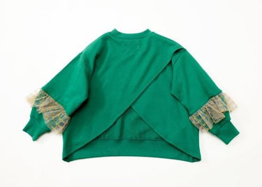★30%OFF★2024AW★michirico ミチリコ Tulle sleeves pullover グリーン MR24AW-08(kids)