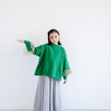 ★30%OFF★2024AW★michirico ミチリコ Tulle sleeves pullover グリーン MR24AW-08(kids)
