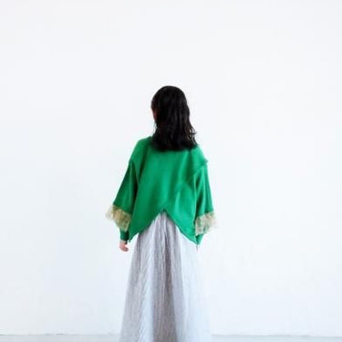 ★30%OFF★2024AW★michirico ミチリコ Tulle sleeves pullover グリーン MR24AW-08(kids)