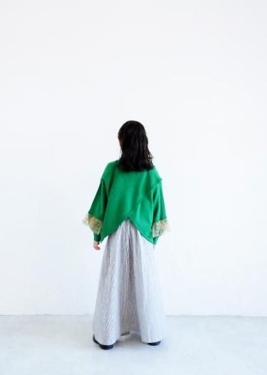 ★30%OFF★2024AW★michirico ミチリコ Tulle sleeves pullover グリーン MR24AW-08(kids)