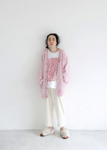 ★30%OFF★2024AW★michirico ミチリコ Back print cardigan ペールピンク MR24AW-10(kids/womens)