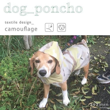 392 plusm サンキューニ プリュスエム カモフラ dog rain poncho マジックテープ 着脱簡単 レインポンチョ 梅雨対策  Sサイズ Mサイズ 小型 中型犬用　Q057 Q131