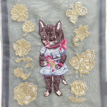 NathalieLete ナタリーレテ Nathalie Lete Organdy Drawstring pouch Black cat オーガンジーポーチ 510814