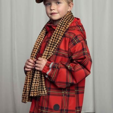 ★30％OFF★2024AW★mini rodini ミニロディーニ DOG HOUNDSTOOTH VELOUR SCARF Beige