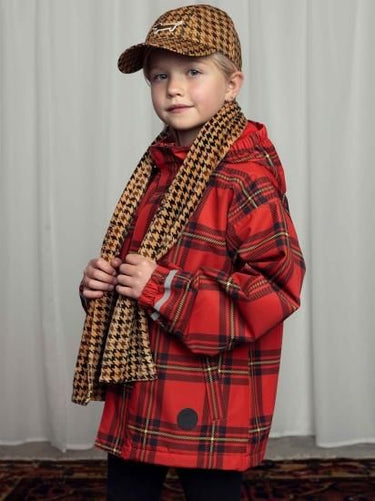 ★30％OFF★2024AW★mini rodini ミニロディーニ DOG HOUNDSTOOTH VELOUR SCARF Beige