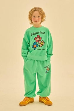 ★2024AW★JELLYMALLOW Flowers Pigment Sweatshirt_Green GREEN JM2420130