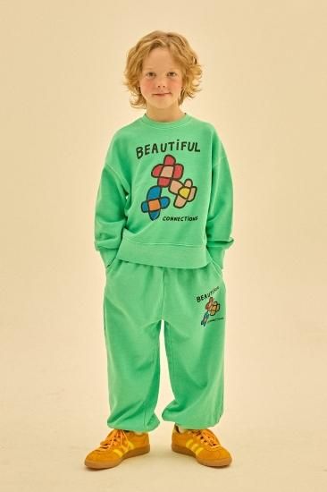 ★2024AW★JELLYMALLOW Flowers Pigment Sweatshirt_Green GREEN JM2420130