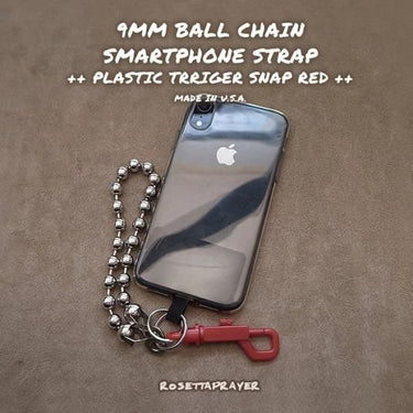 ROSETTAPRAYER 9mm BALL CHAIN SMARTPHONE STRAP- RED SNAP 27.5cm