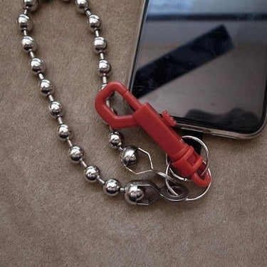 ROSETTAPRAYER 9mm BALL CHAIN SMARTPHONE STRAP- RED SNAP 27.5cm