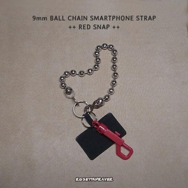 ROSETTAPRAYER 9mm BALL CHAIN SMARTPHONE STRAP- RED SNAP 27.5cm