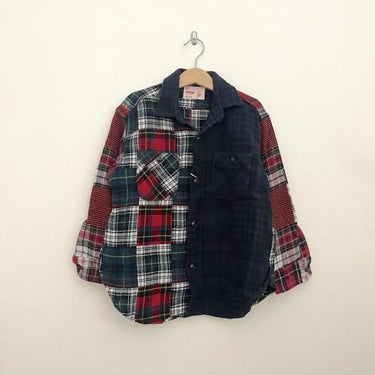 ★30%OFF★2024AW★DENIM DUNGAREE デニムダンガリー パッチワークチェックシャツ 91CZY 22480101