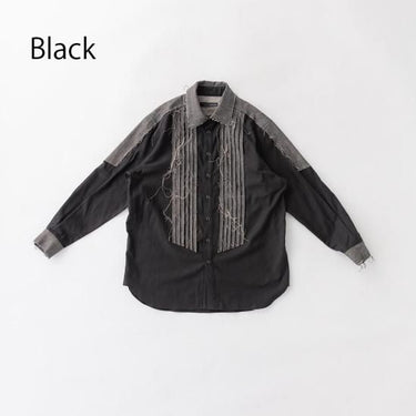 ★30%OFF★2024AW★nunuforme ヌヌフォルム 裁ち切りツイルシャツ Black 25-nf22-518-012