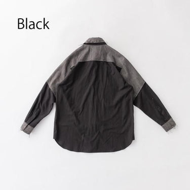 ★30%OFF★2024AW★nunuforme ヌヌフォルム 裁ち切りツイルシャツ Black 25-nf22-518-012