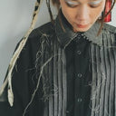★30%OFF★2024AW★nunuforme ヌヌフォルム 裁ち切りツイルシャツ Black 25-nf22-518-012