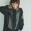 ★30%OFF★2024AW★nunuforme ヌヌフォルム 裁ち切りツイルシャツ Black 25-nf22-518-012