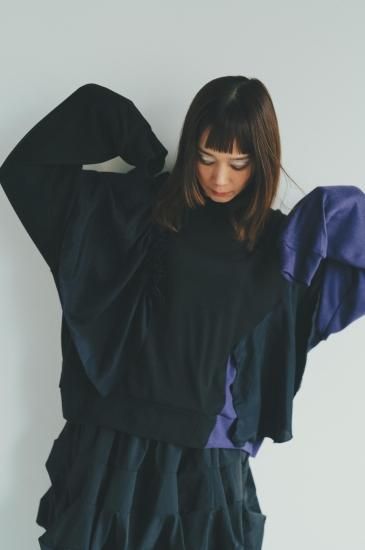 ★30%OFF★2024AW★nunuforme ヌヌフォルム ビックフリルトレーナー Black 40-nf22-874-699