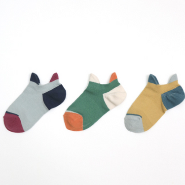 stample スタンプル 靴下 ダブルタブ ライトローカットソックス ３Ｐ mustard×light blue×green 72512