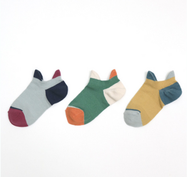 stample スタンプル 靴下 ダブルタブ ライトローカットソックス ３Ｐ mustard×light blue×green 72512