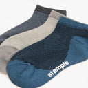 stample スタンプル 靴下 ツートンメッシュ アンクルソックス３Ｐ black×gray×navy 72783