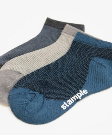 stample スタンプル 靴下 ツートンメッシュ アンクルソックス３Ｐ black×gray×navy 72783