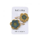 ★40%OFF★2024AW★Kalinka Kids カリンカキッズ Flower Clip Set Sunbeam / Cobalt