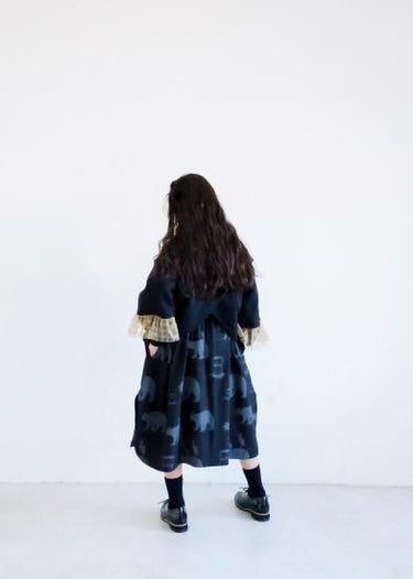 ★30%OFF★2024AW★michirico ミチリコ Tulle sleeves pullover ブラック MR24AW-08(kids)