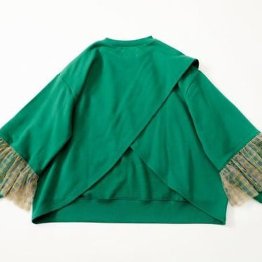 ★30%OFF★2024AW★michirico ミチリコ Tulle sleeves pullover グリーン MR24AW-09(womens)