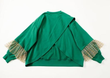 ★30%OFF★2024AW★michirico ミチリコ Tulle sleeves pullover グリーン MR24AW-09(womens)