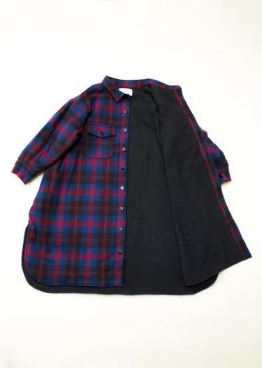 ★30%OFF★2024AW★michirico ミチリコ Big flannel shirts check coat ブループレイド womens MR24AW-31