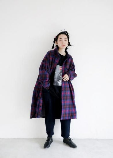 ★30%OFF★2024AW★michirico ミチリコ Big flannel shirts check coat ブループレイド womens MR24AW-31