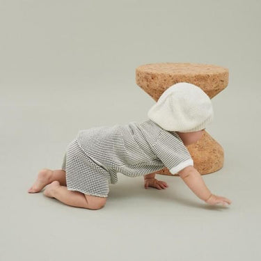 ★入荷済み★2025SS★MOUN TEN. マウンテン bicolor waffle raglan T(for baby) ecru x charcoal BT02-0101