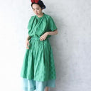 ★入荷済み★2025SS★michirico ミチリコ Embroidery pattern shirts コバルトグリーン MR25SS-22(adult)