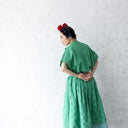 ★入荷済み★2025SS★michirico ミチリコ Embroidery pattern shirts コバルトグリーン MR25SS-22(adult)