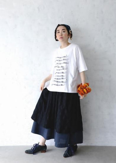 ★2025SS★michirico ミチリコ Embroidery pattern layered skirts ブラック MR25SS-23(adult)
