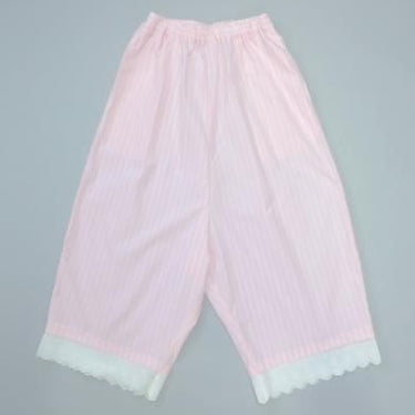 ★入荷済み★2025SS★michirico ミチリコ Hem lace wide sarouel stripe&plaid pants ペールピンク MR25SS-26(kids/adult)