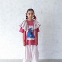 ★入荷済み★2025SS★michirico ミチリコ Hem lace wide sarouel stripe&plaid pants ペールピンク MR25SS-26(kids/adult)