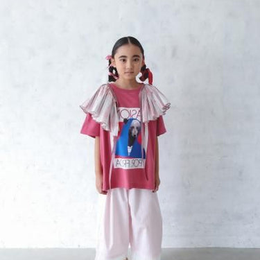 ★入荷済み★2025SS★michirico ミチリコ Hem lace wide sarouel stripe&plaid pants ペールピンク MR25SS-26(kids/adult)