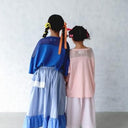 ★入荷済み★2025SS★michirico ミチリコ Hem lace wide sarouel stripe&plaid pants ペールピンク MR25SS-26(kids/adult)