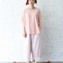 ★入荷済み★2025SS★michirico ミチリコ Hem lace wide sarouel stripe&plaid pants ペールピンク MR25SS-26(kids/adult)