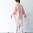 ★入荷済み★2025SS★michirico ミチリコ Hem lace wide sarouel stripe&plaid pants ペールピンク MR25SS-26(kids/adult)