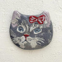 NathalieLete ナタリーレテ Nathalie Lete Embroidered cat face pouch Gray catフェイスポーチ 510882
