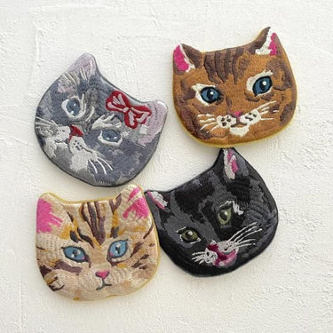 NathalieLete ナタリーレテ Nathalie Lete Embroidered cat face pouch Black cat フェイスポーチ 510884