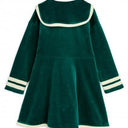 ★PRE 2025SS collection★mini rodini ミニロディーニ Sailor velour ls dress Green