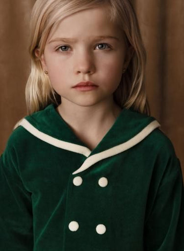★PRE 2025SS collection★mini rodini ミニロディーニ Sailor velour ls dress Green
