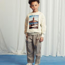★Chapter1★2025SS★mini rodini ミニロディーニ Gingham yd woven elastic trousers Beige