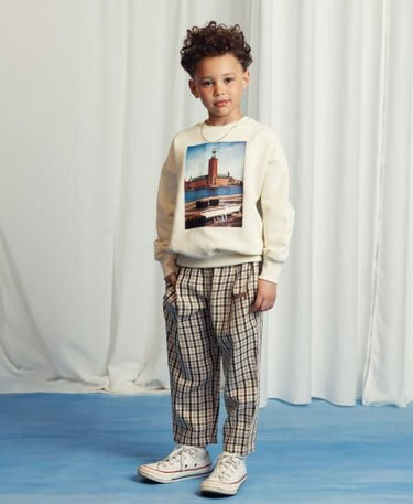 ★Chapter1★2025SS★mini rodini ミニロディーニ Gingham yd woven elastic trousers Beige