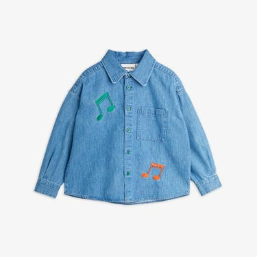 ★Chapter2★2025SS★mini rodini ミニロディーニ Note emb lightweight denim ls shirt Blue