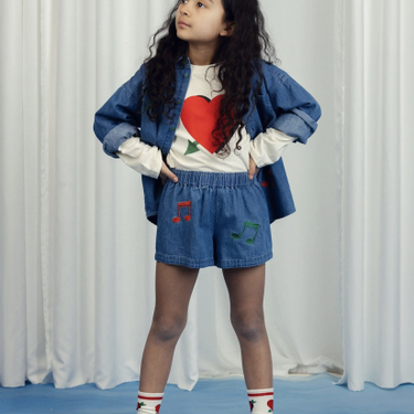 ★Chapter2★2025SS★mini rodini ミニロディーニ Note emb lightweight denim shorts Blue